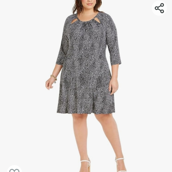 New, Michael Kors, black& white snake print dress, size 1X - Picture 5 of 6